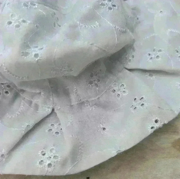 Infant Baby Girls Eyelet Ruffle Summer Beach Hat Embroidered Cap White - Picture 5 of 5